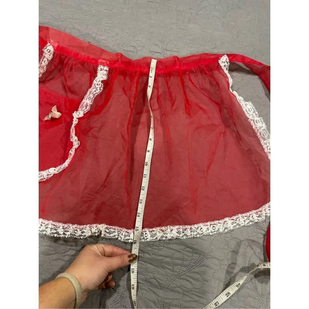 Vintage Red Sheer Half Apron Christmas